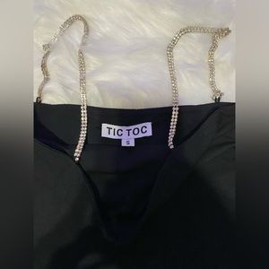 Black Mini Dress Rhinestone Straps size Small